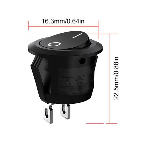 16mm SPST MINI Black Button On/Off Round Rocker Switch DC 3A/12V Or AC 3A/250V - Image 7