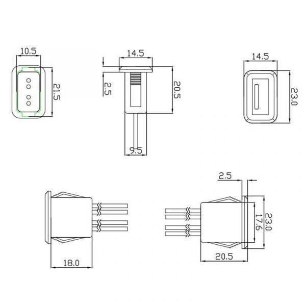 USB Panel Mount Female Power Jack Charging Port Connector Cable Charger Socket - Image 3